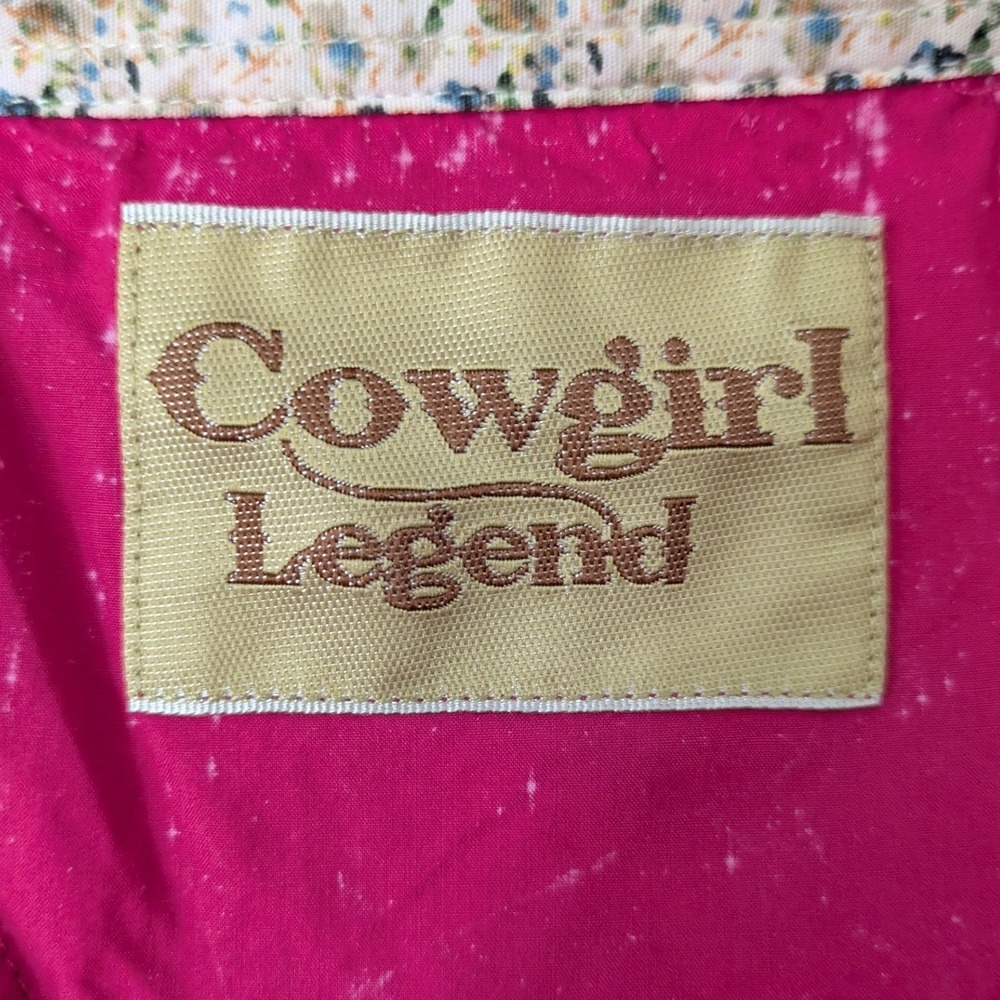 Cowgirl Legend Pink Acid Wash Western Rhinestone Snap Embroidery Size Large - Picture 7 of 9